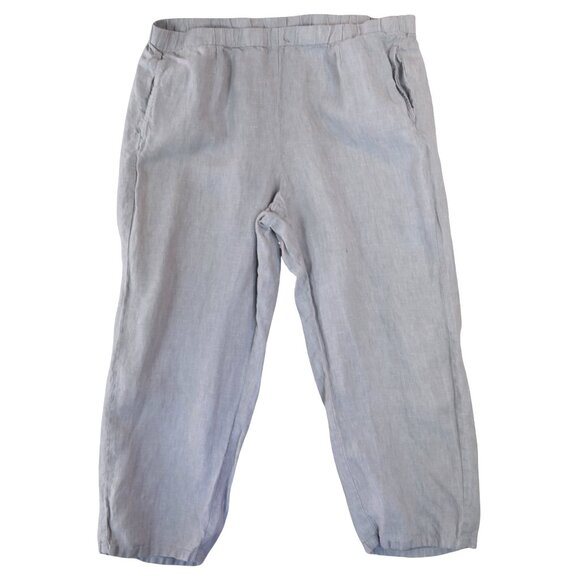 J. Jill Love Linen Pants Size L Beige Gray 100% Linen Relaxed Casual Coastal - Picture 1 of 9